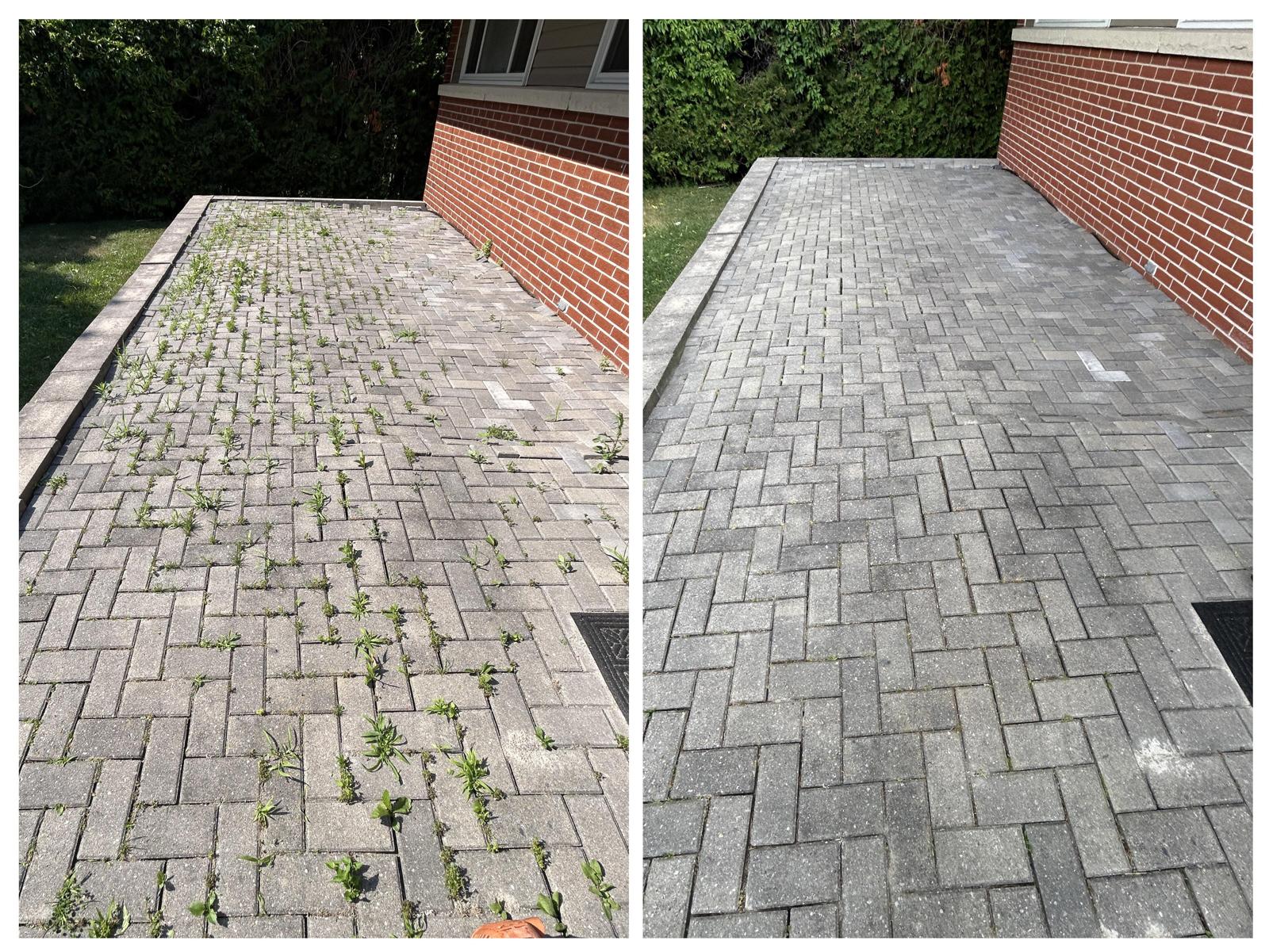 Before: interlock walkway and entrance before cleaning in Vaughan, Ontario